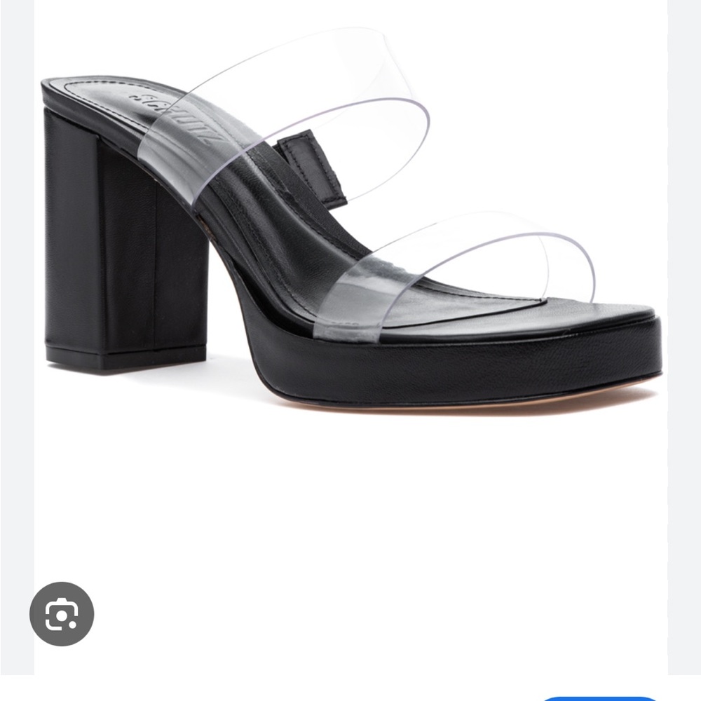 Schutz Ariella Platform Vinyl Sandal Black